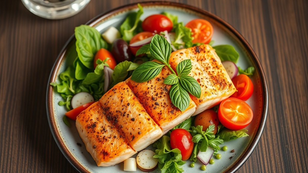 Mediterranean Seared Salmon Salad