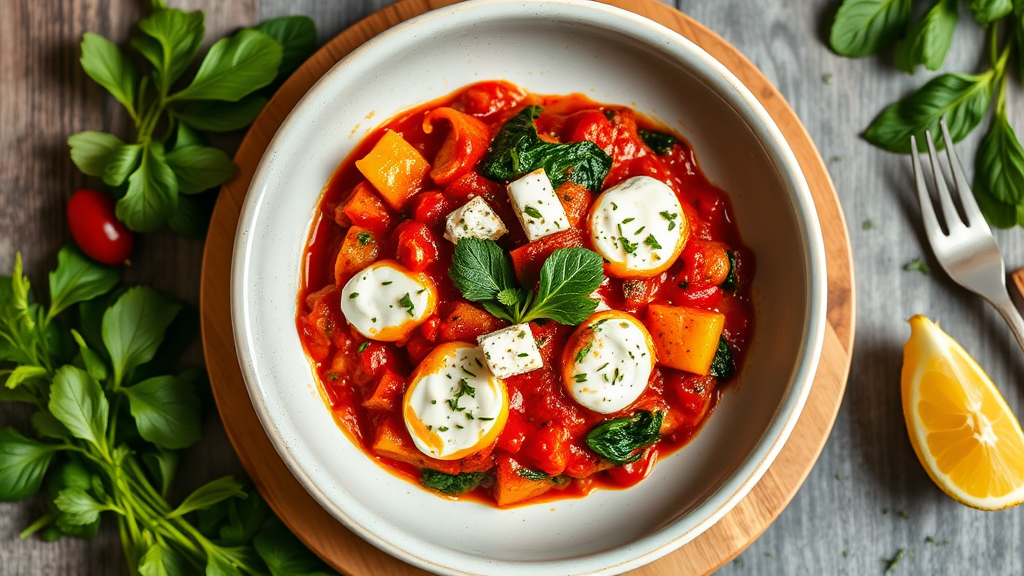 Mediterranean Shakshuka with Feta and Spinach