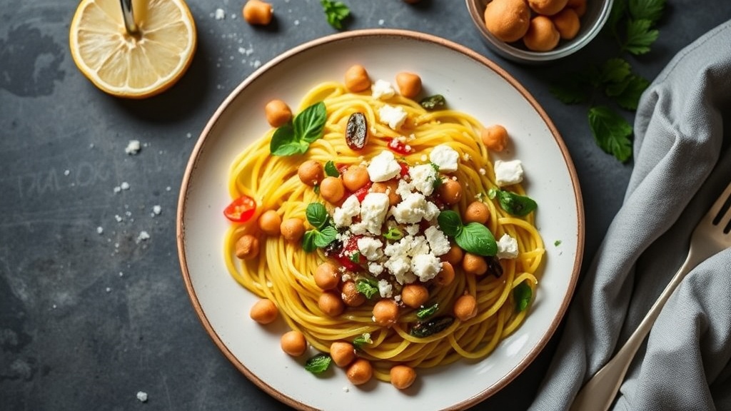 Mediterranean Spaghetti Squash with Chickpeas and Feta