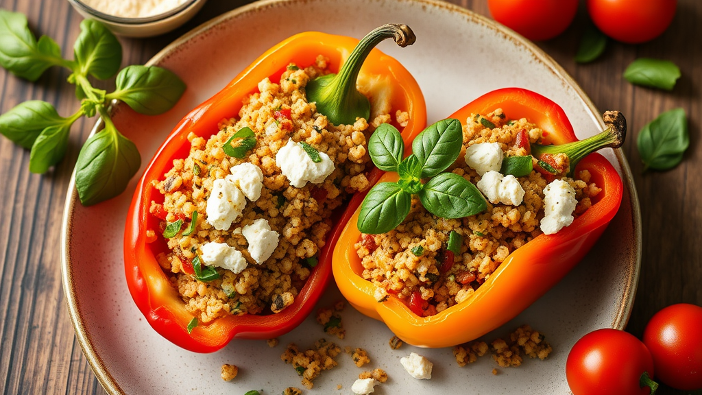 Mediterranean Stuffed Bell Peppers with Quinoa and Feta