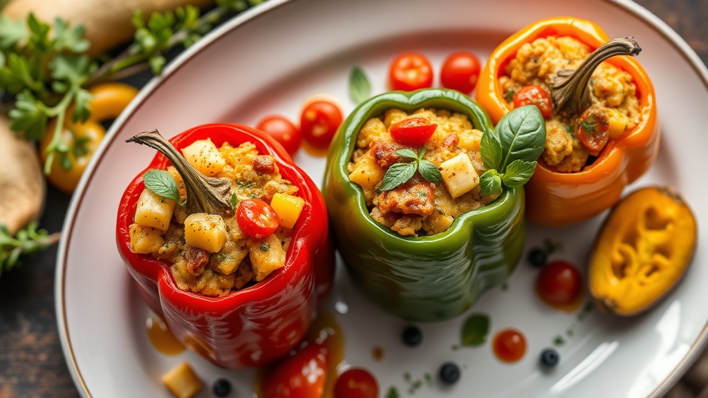 Mediterranean Stuffed Bell Peppers with Squash and Courgette