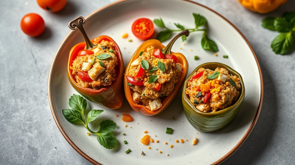 Mediterranean Stuffed Chicken Peppers