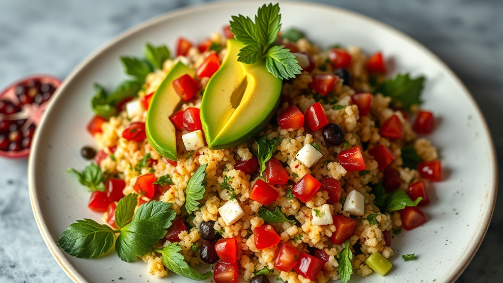 Mediterranean Tabbouleh with Avocado and Pomegranate