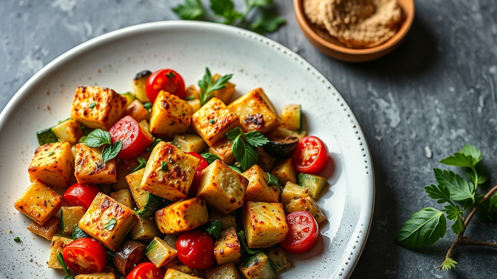 Mediterranean Tofu and Zucchini Bake
