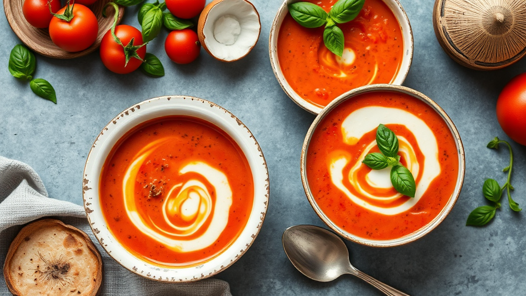 Mediterranean Tomato Basil Coconut Soup