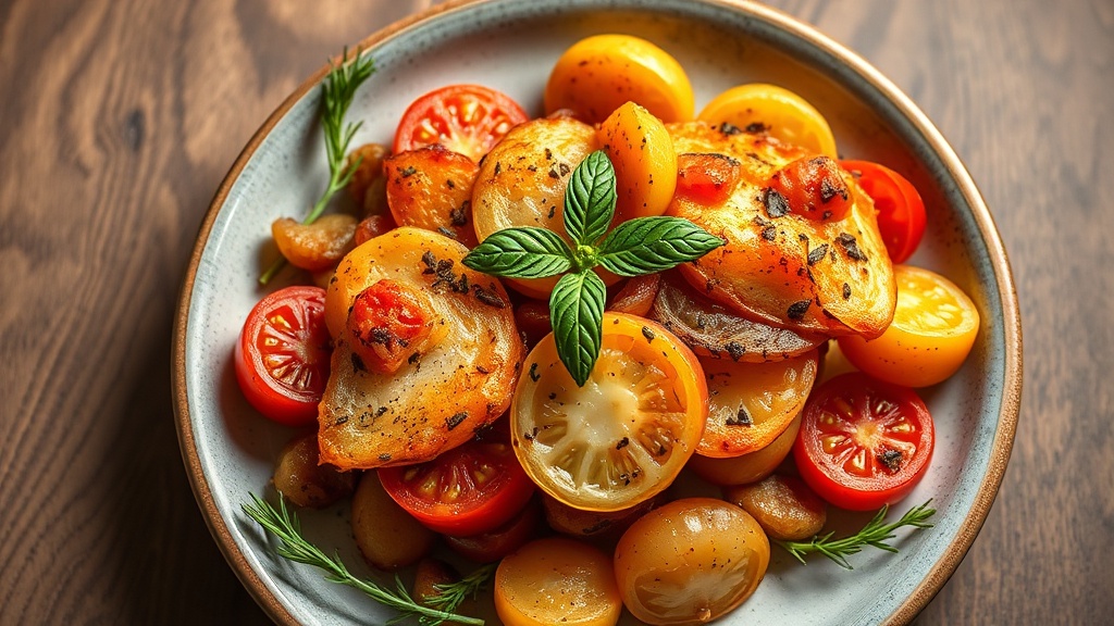 Mediterranean Tomato, Potato, and Onion Bake