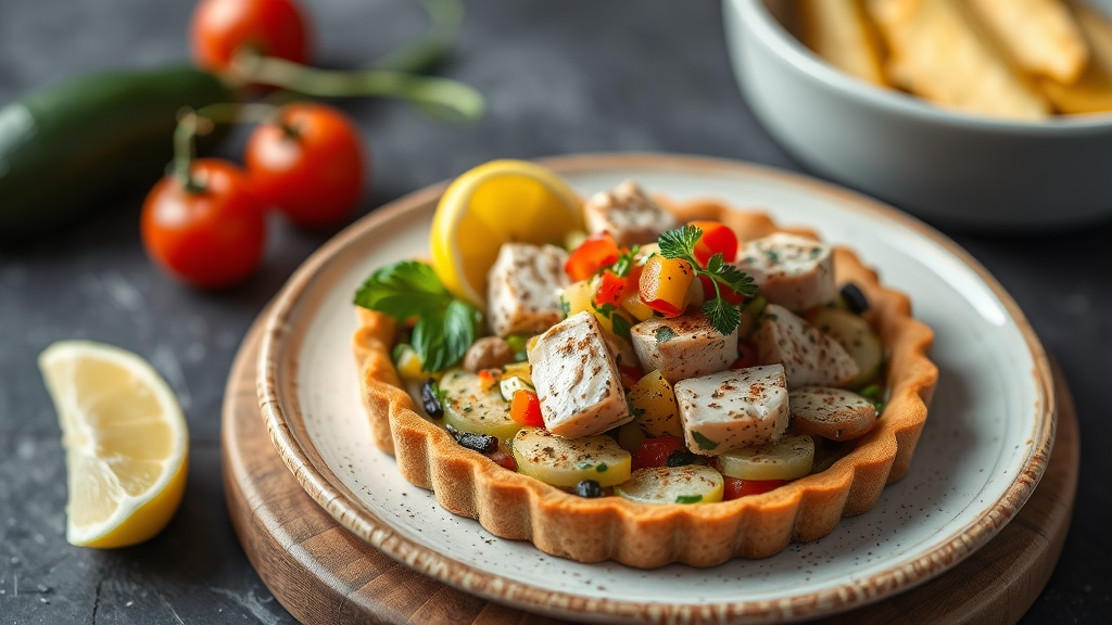 Mediterranean Tuna, Pepper and Courgette Tart