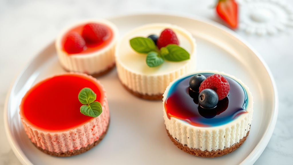 Mini Red, White, and Blue Cheesecakes