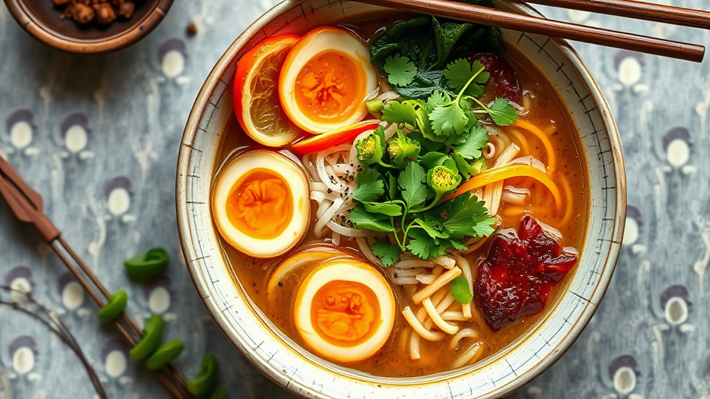 Miso Ramen Soup with Seasonal Vegetables