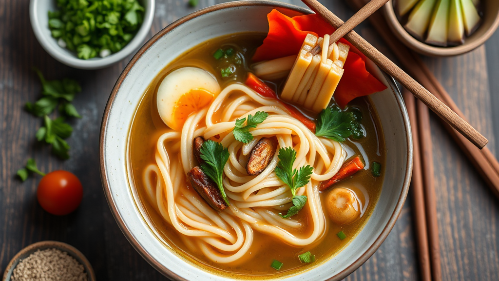 Miso Udon Soup with Seasonal Vegetables