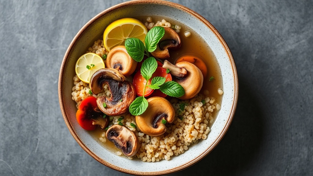 Mushroom and Bone Broth Quinoa Bowl