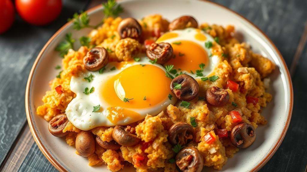 Mushroom and Turkey Hash Brown Breakfast Bake