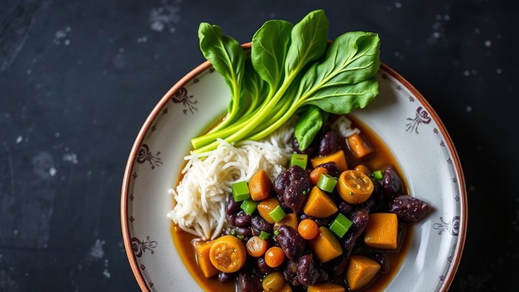 Okra and Black Bean Stew with Bok Choy