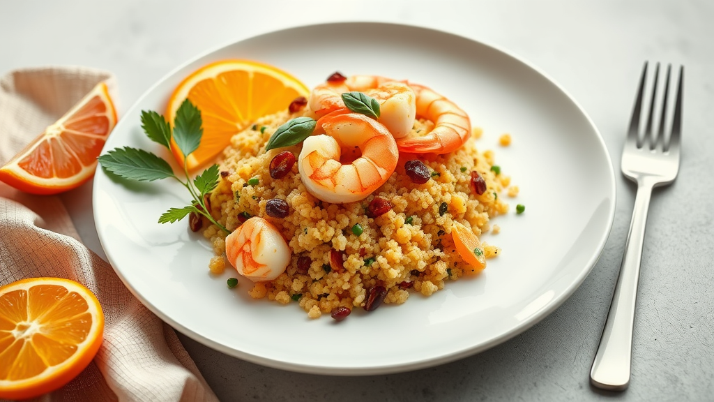 Orange Flavored Quinoa with Shrimp and Craisins
