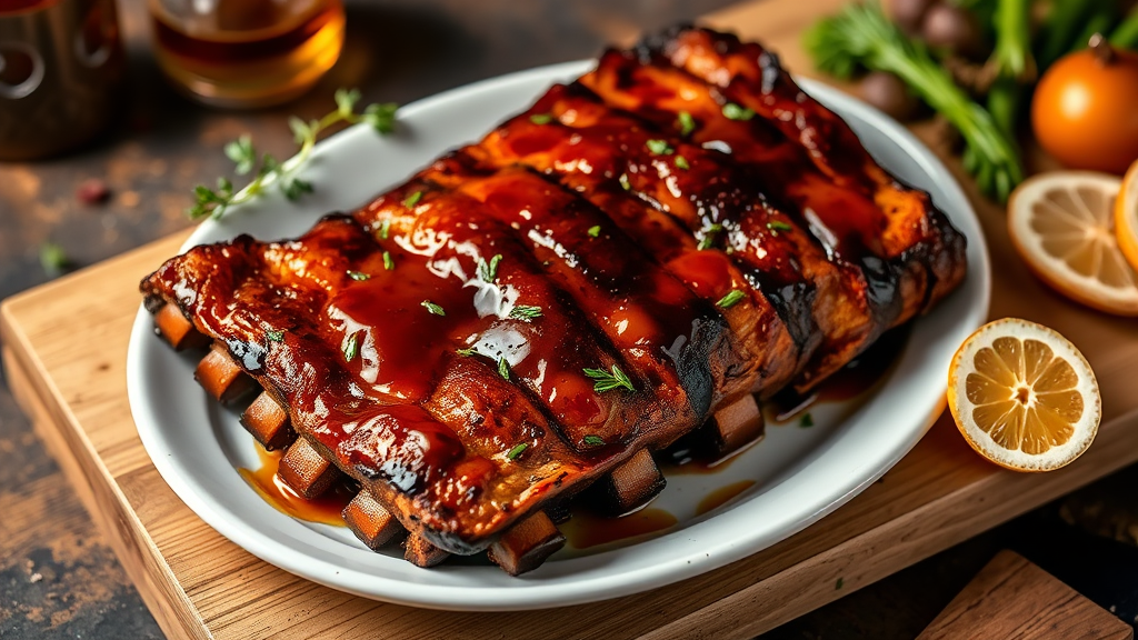 Oven Baked Ribs with Honey-Bourbon Glaze