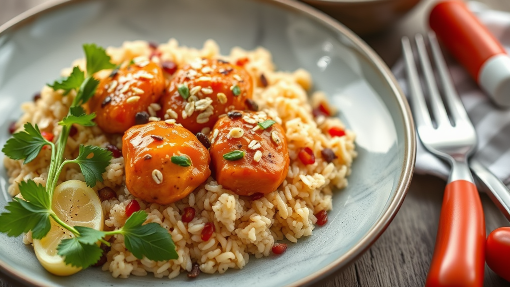 Paprika Chicken and Rice with Oat Topping