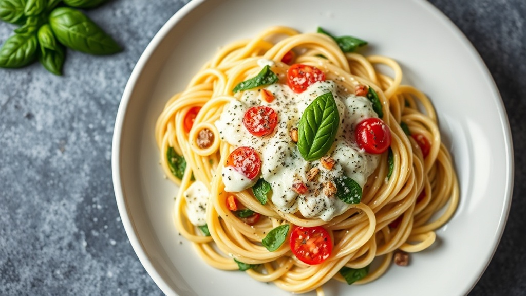 Pasta Primavera with Lemon Basil Cream Sauce