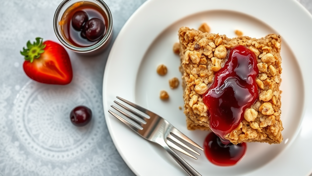 Peanut Butter and Jelly Oatmeal Bake