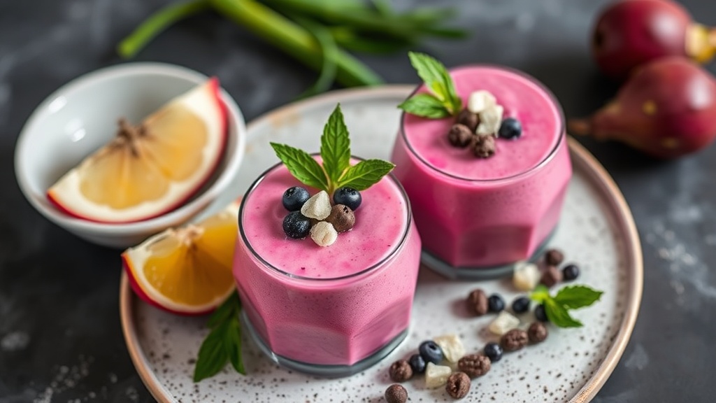 Pitaya Mousse with Bamboo Fiber and Rice Milk
