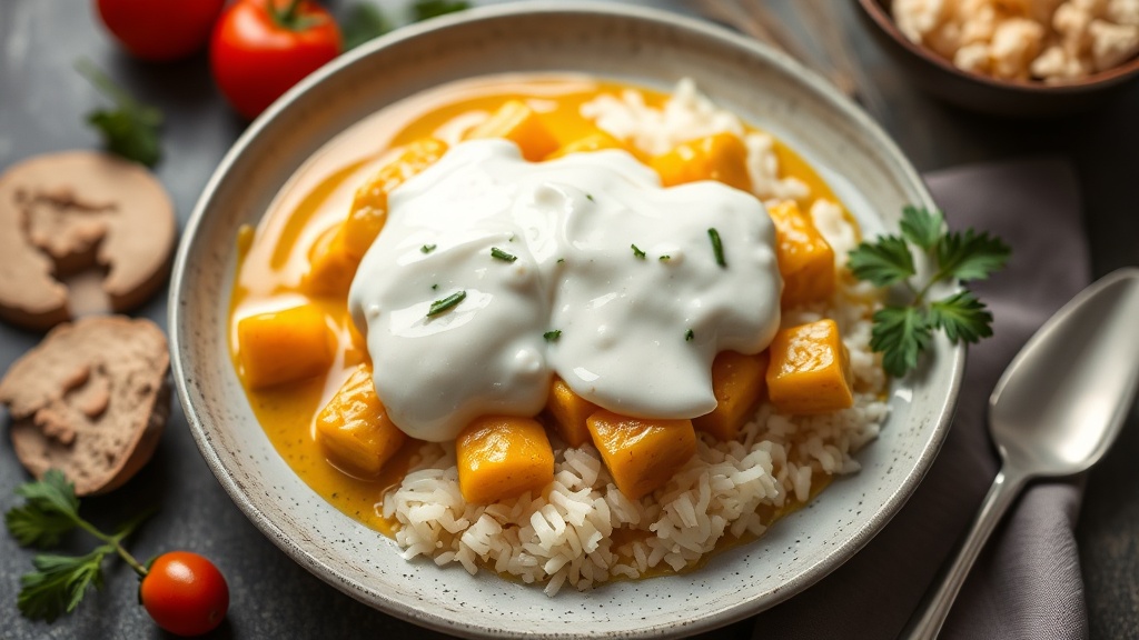 Pollo al Curry con Leche de Coco y Arroz