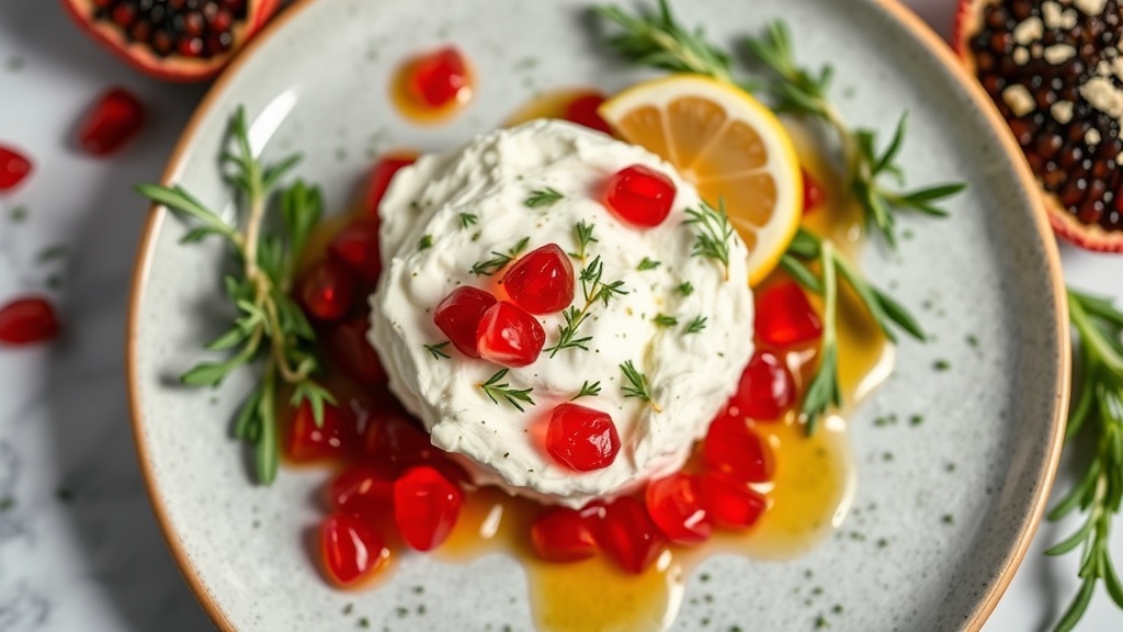 Pomegranate Whipped Feta with Honey and Herbs