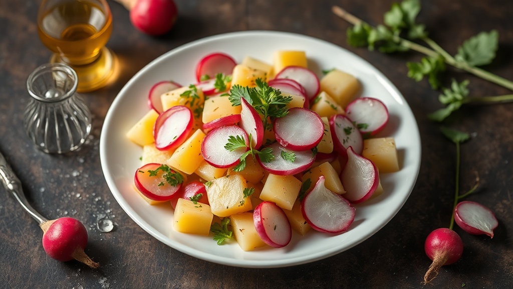 Potato and Pickled Onion Salad with Radishes