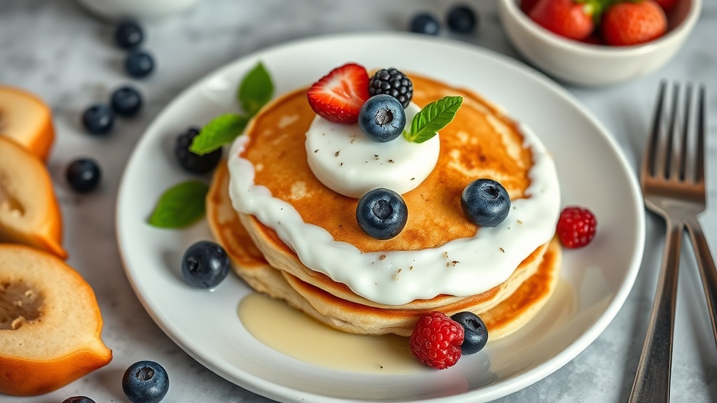 Protein-Packed Pancakes with Greek Yogurt and Berries