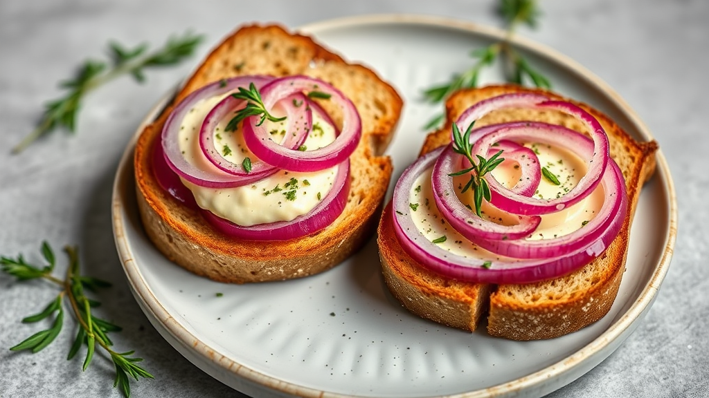 Pumpernickel Tea Sandwiches with Raw Onion and Herb Butter