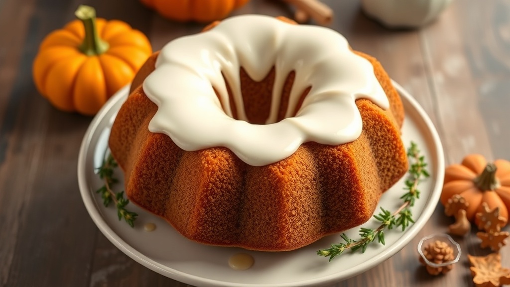 Pumpkin Bundt Cake with Cream Cheese Piping
