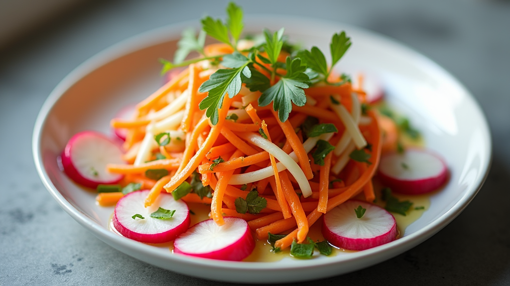 Radish and Carrot Slaw with Cabbage and Green Onions