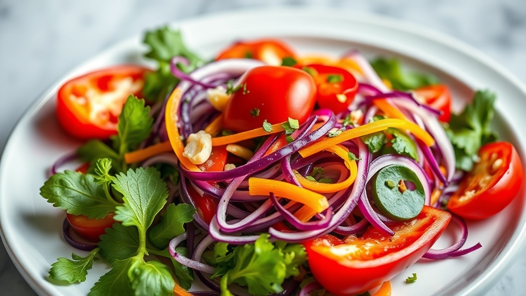 Rainbow Vegetable Salad with Red Cabbage and Peppers