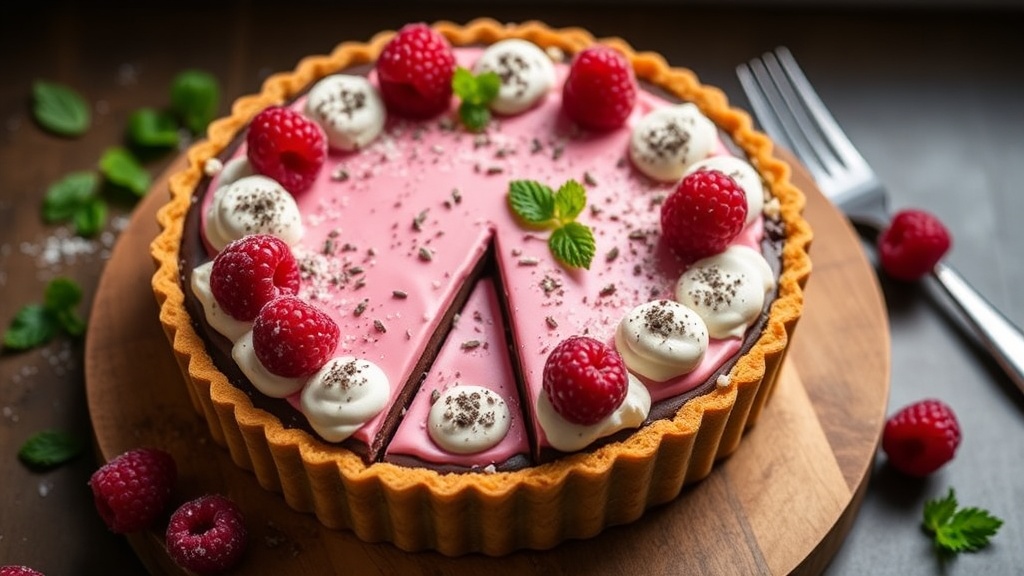 Raspberry Cream Cheese Chocolate Tart