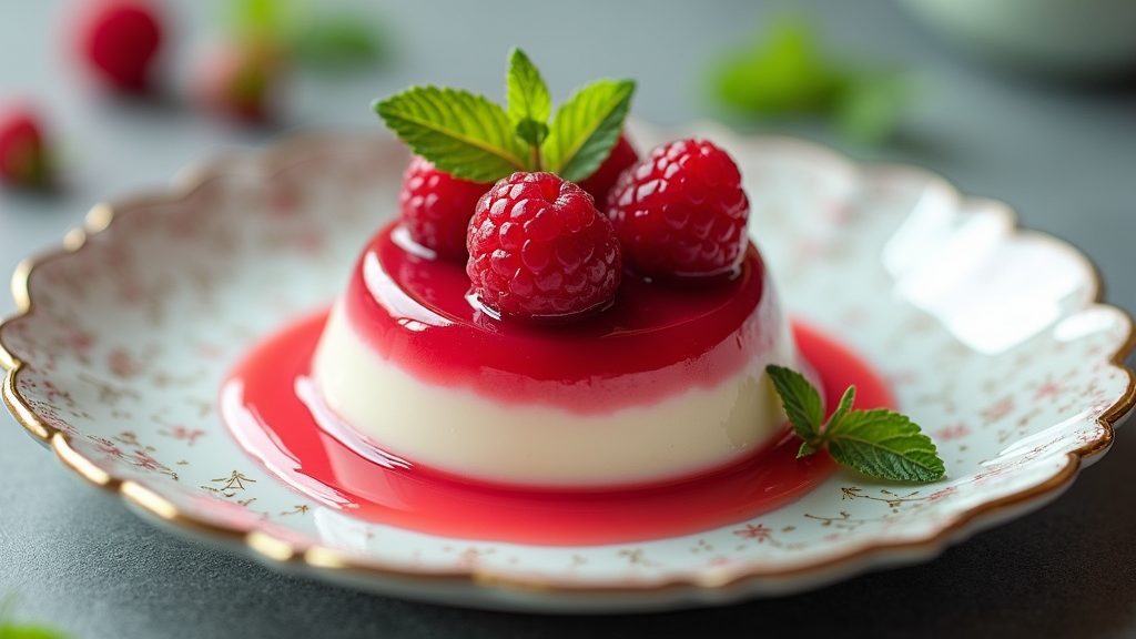 Raspberry Mint Jelly Pudding