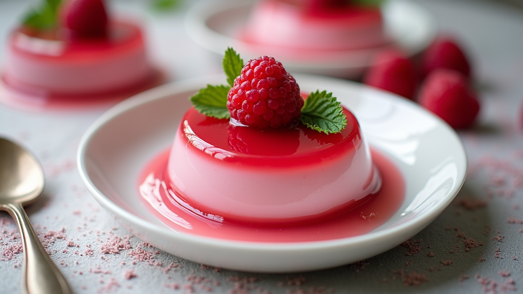 Raspberry Mint Jelly Pudding