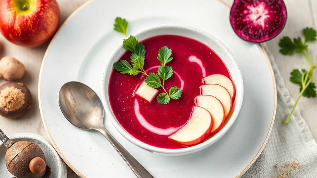 Raw Beetroot Soup with Ginger and Apple