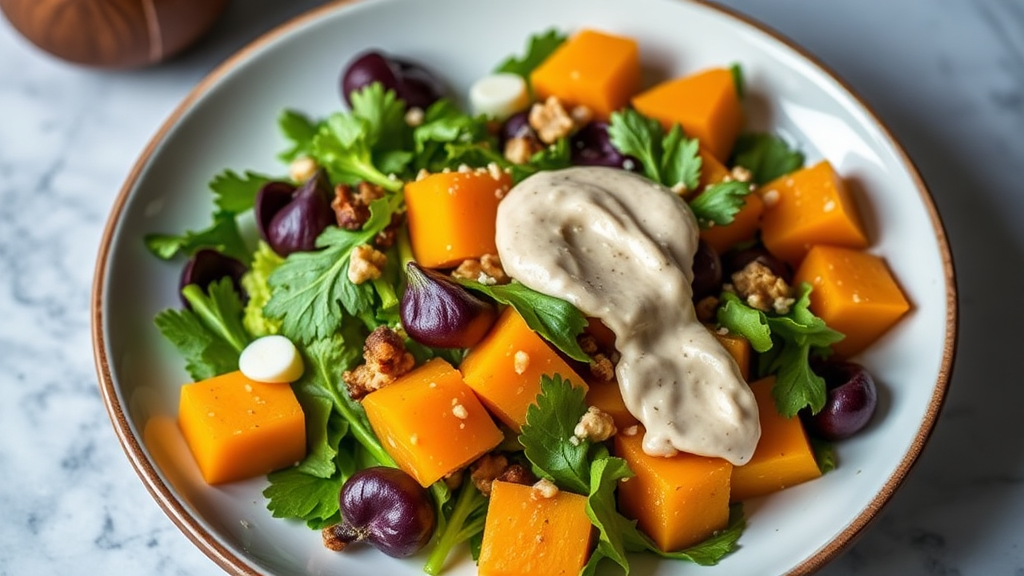 Raw Vegan Butternut Squash Salad with Maple Tahini Dressing