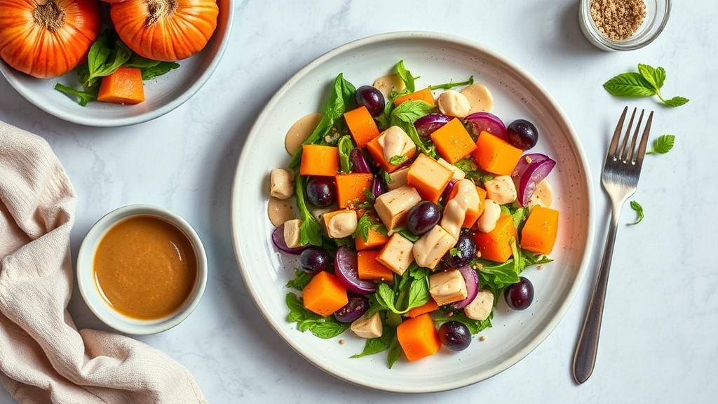Raw Vegan Butternut Squash Salad with Maple Tahini Dressing