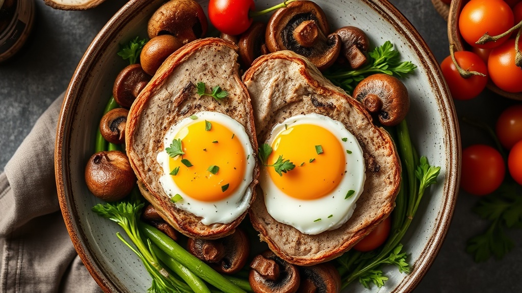 Red Wine Mushroom Turkey Breast with Eggs