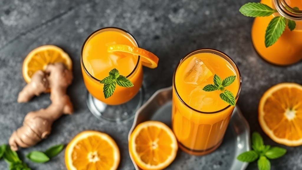 Refreshing Orange Juice with Ginger and Mint
