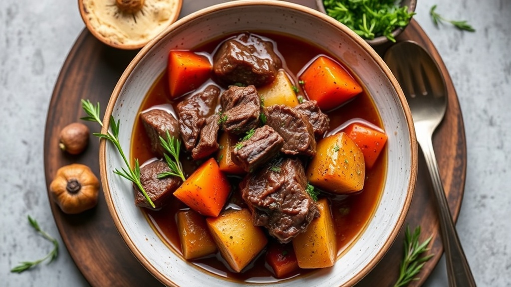 Rich Beef Stew with Root Vegetables and Herbs