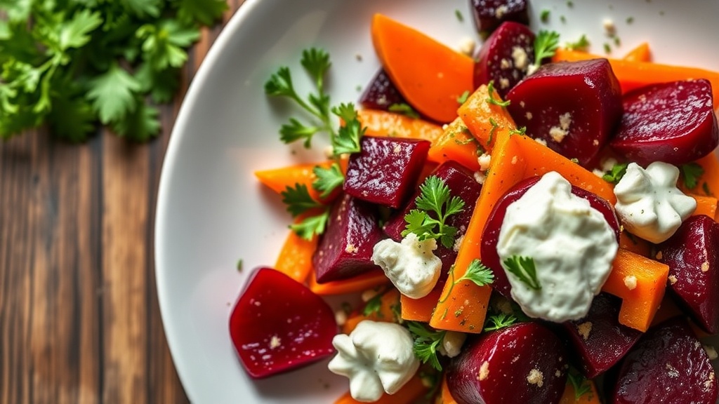 Roasted Beet and Carrot Salad with Goat Cheese