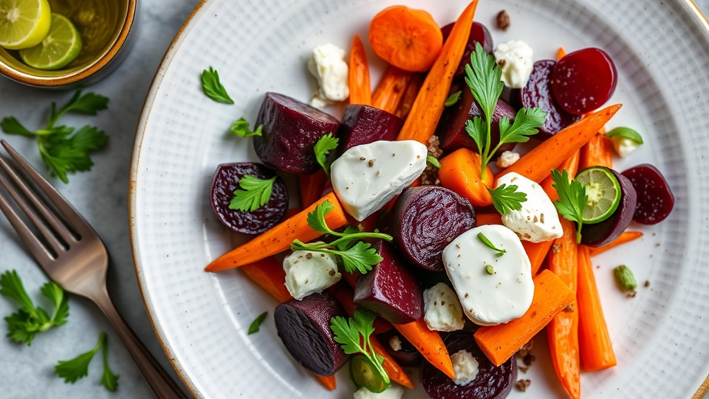 Roasted Beet and Carrot Salad with Goat Cheese