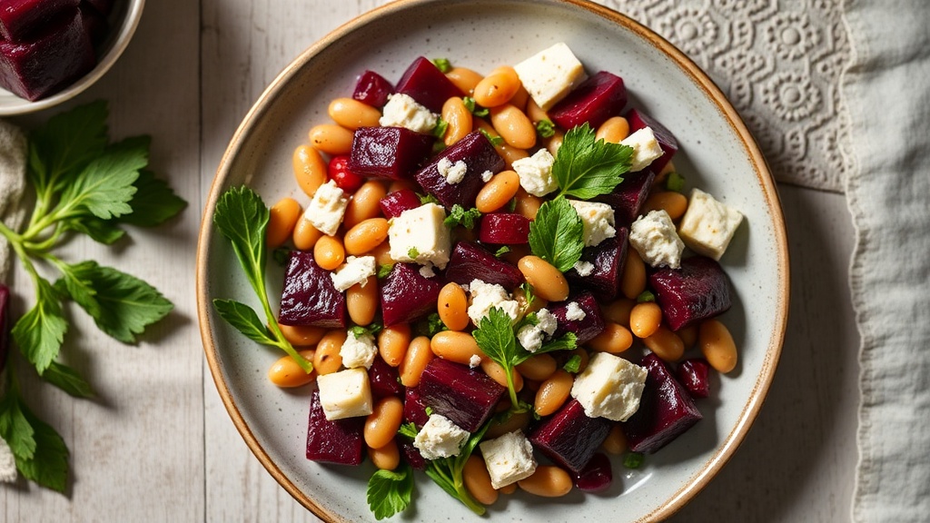Roasted Beet and Kidney Bean Salad with Feta