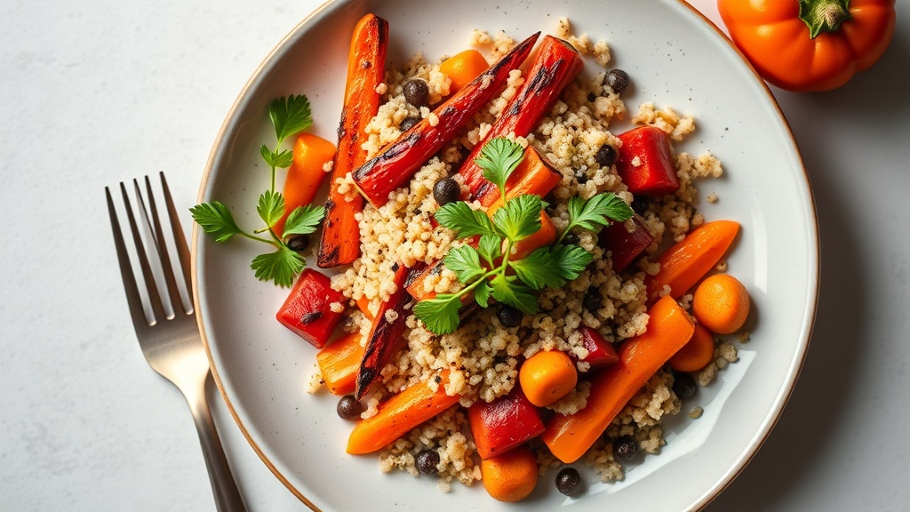 Roasted Bell Peppers and Carrots with Quinoa Salad
