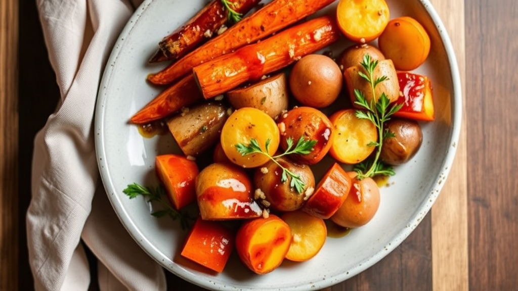 Roasted Carrots and Potatoes with Honey-Balsamic Glaze