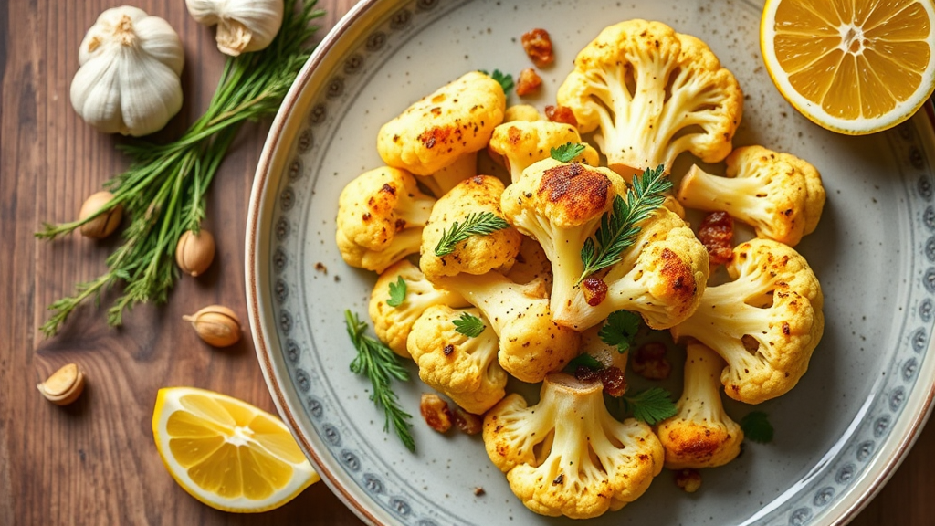 Roasted Cauliflower with Garlic, Bay and Lemon