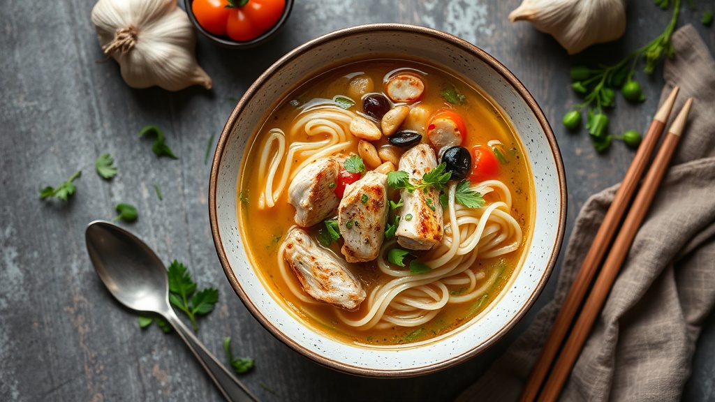Roasted Garlic Chicken Noodle Soup