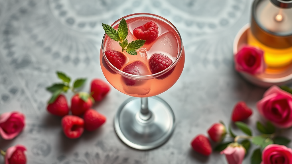 Romantic Raspberry Rose Cocktail