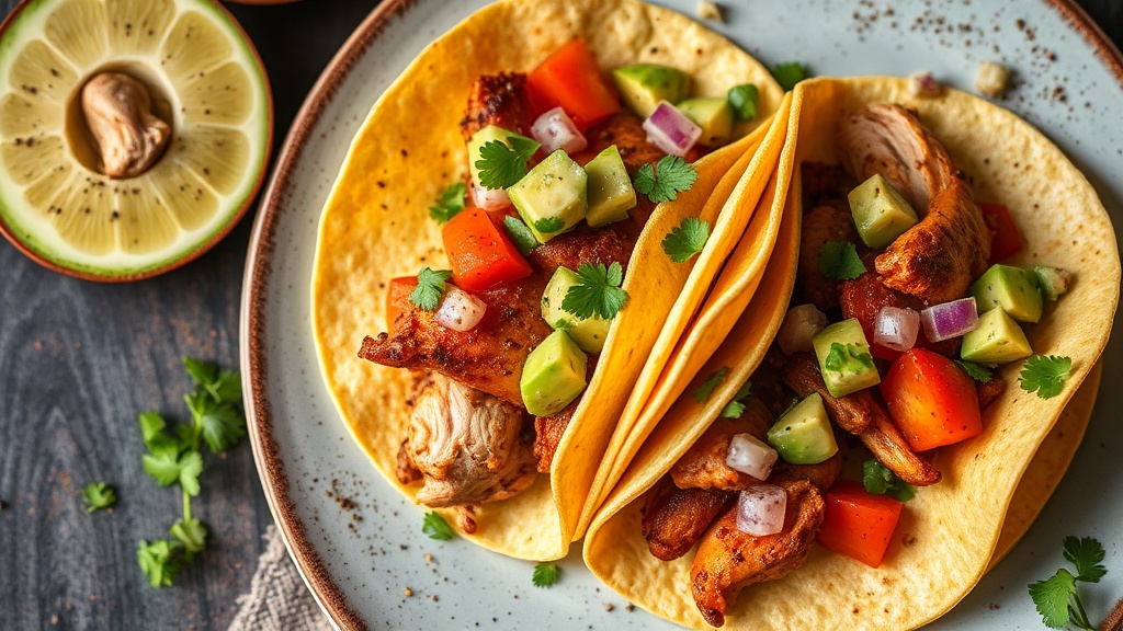 Rotisserie Chicken Tacos with Avocado Salsa