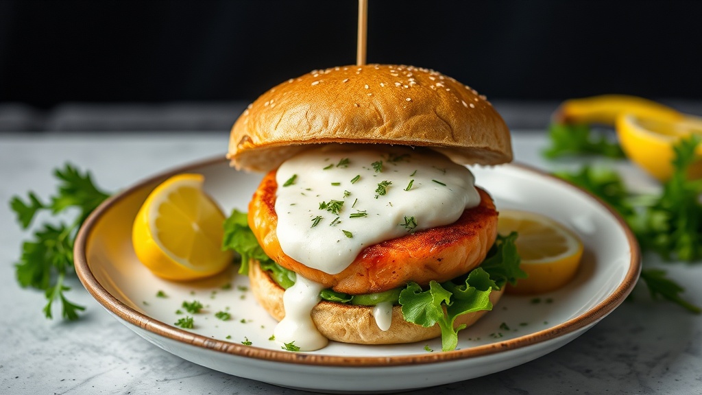 Salmon Burgers with Lemon-Dill Sauce